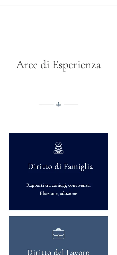 Studio Legale Pollastrini, versione mobile: aree di esperienza dello studio