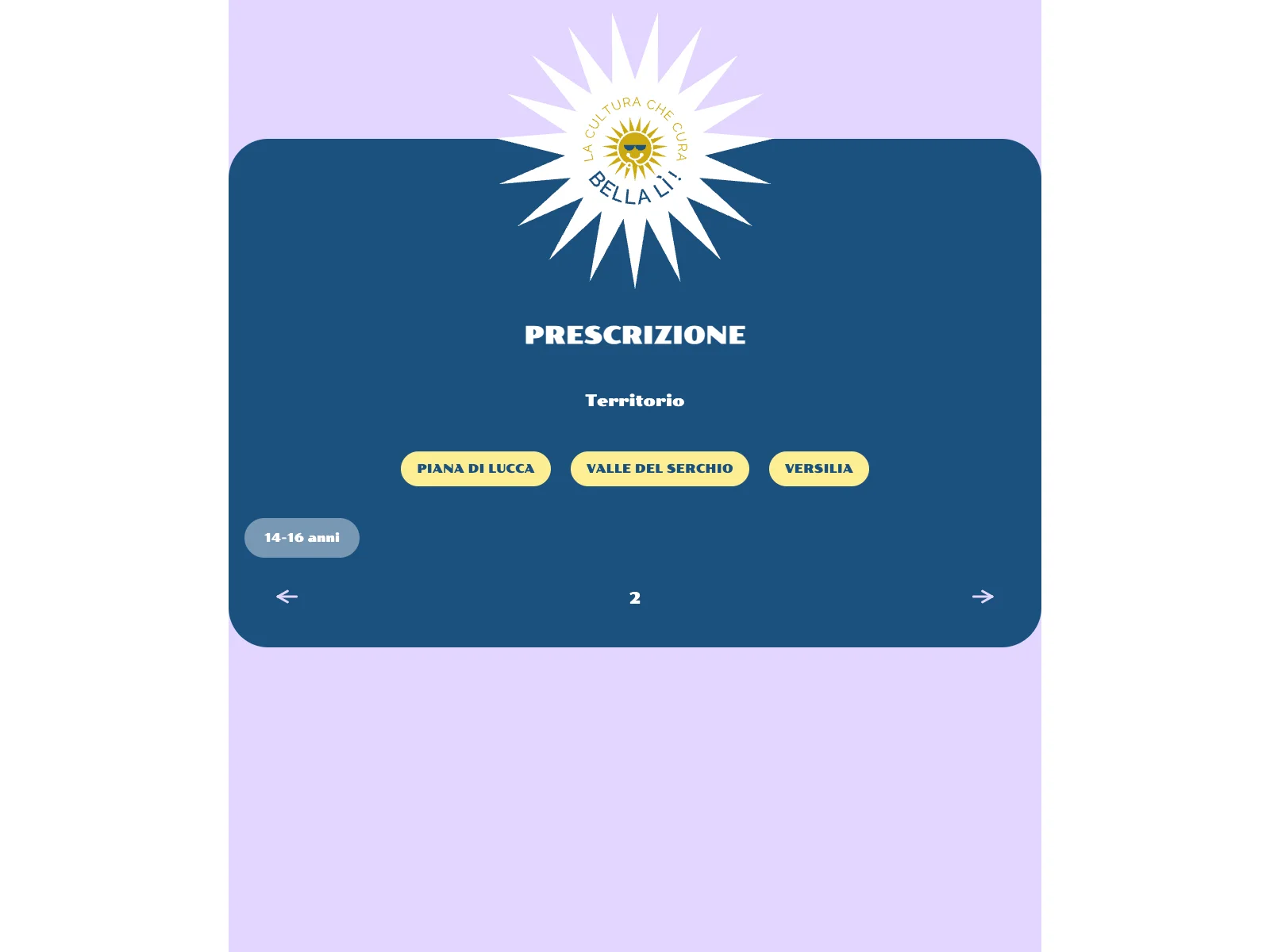 Bellalì, versione desktop: prescrizione e territorio