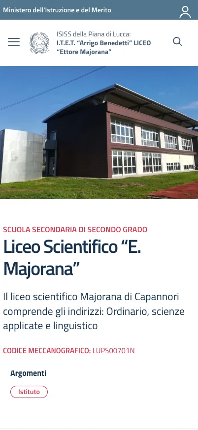 Istituto Benedetti-Majorana, versione mobile: liceo Majorana