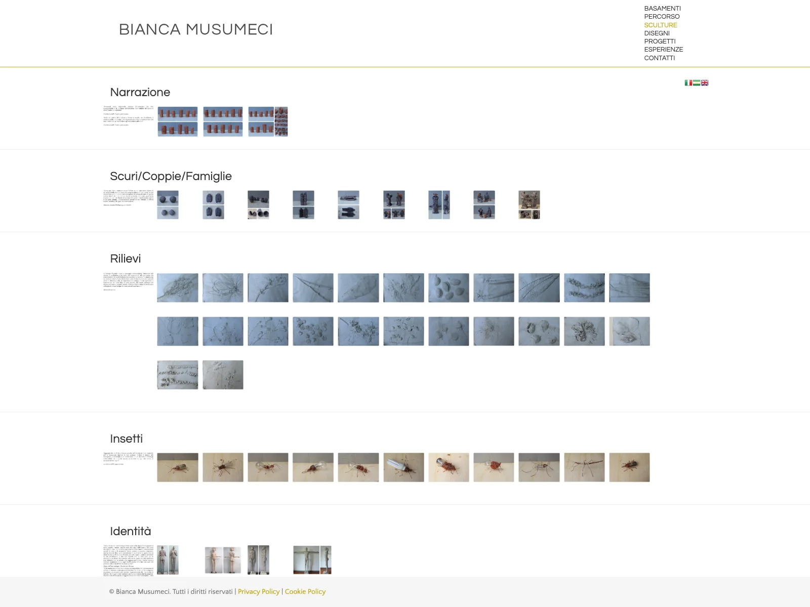 Bianca Musumeci, versione desktop: archivio delle sculture