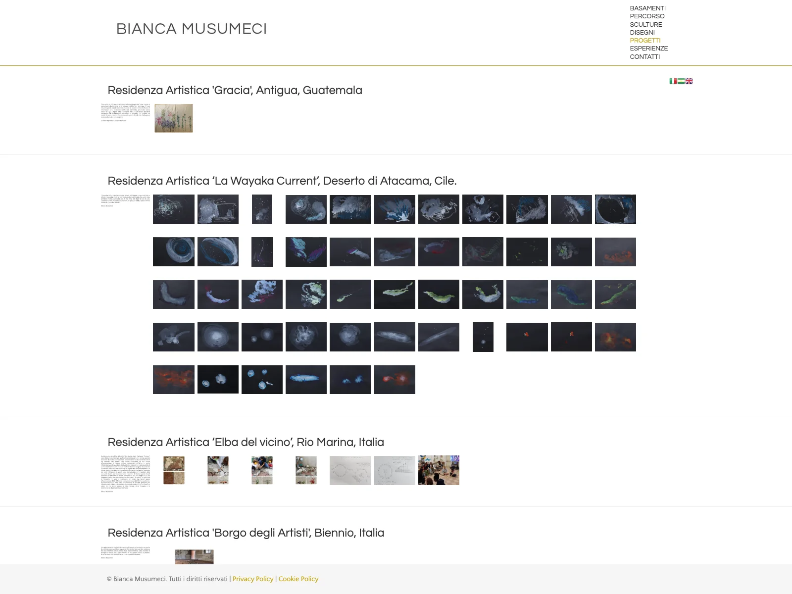 Bianca Musumeci, versione desktop: residenze artistiche