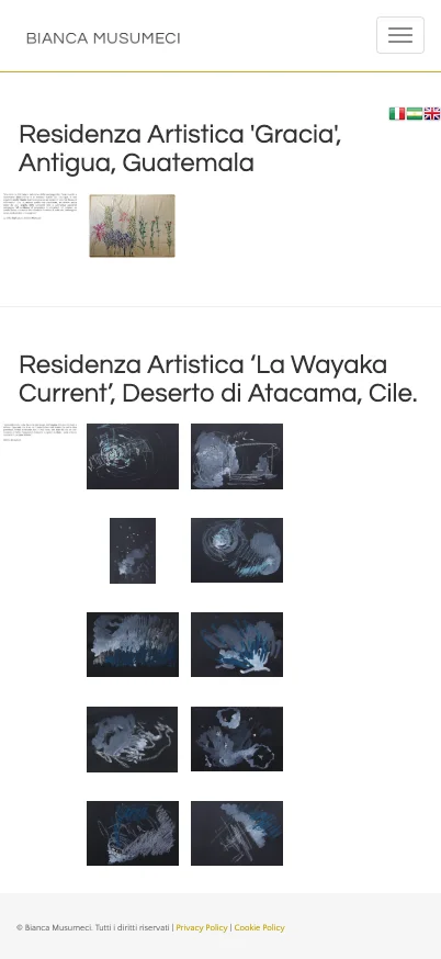 Bianca Musumeci, versione mobile: residenze artistiche