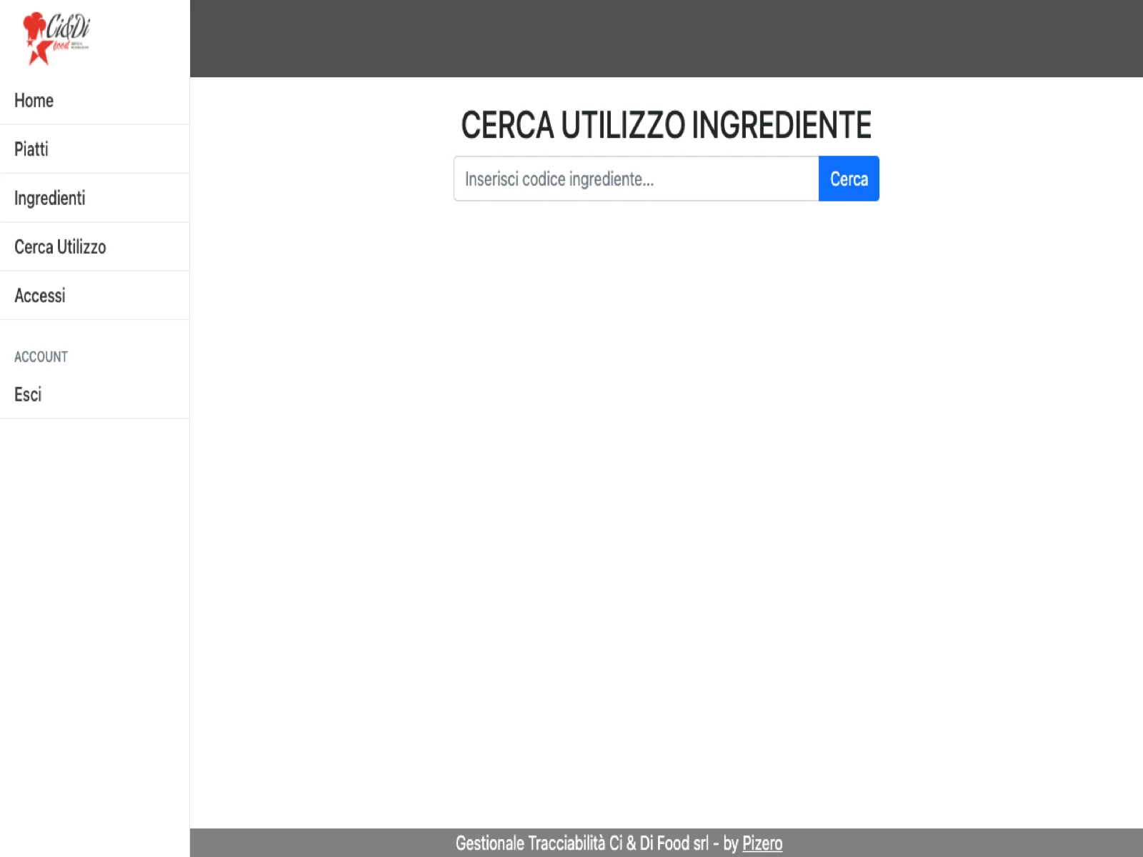 Ci e Di Food, versione desktop: utilizzo degli ingredienti