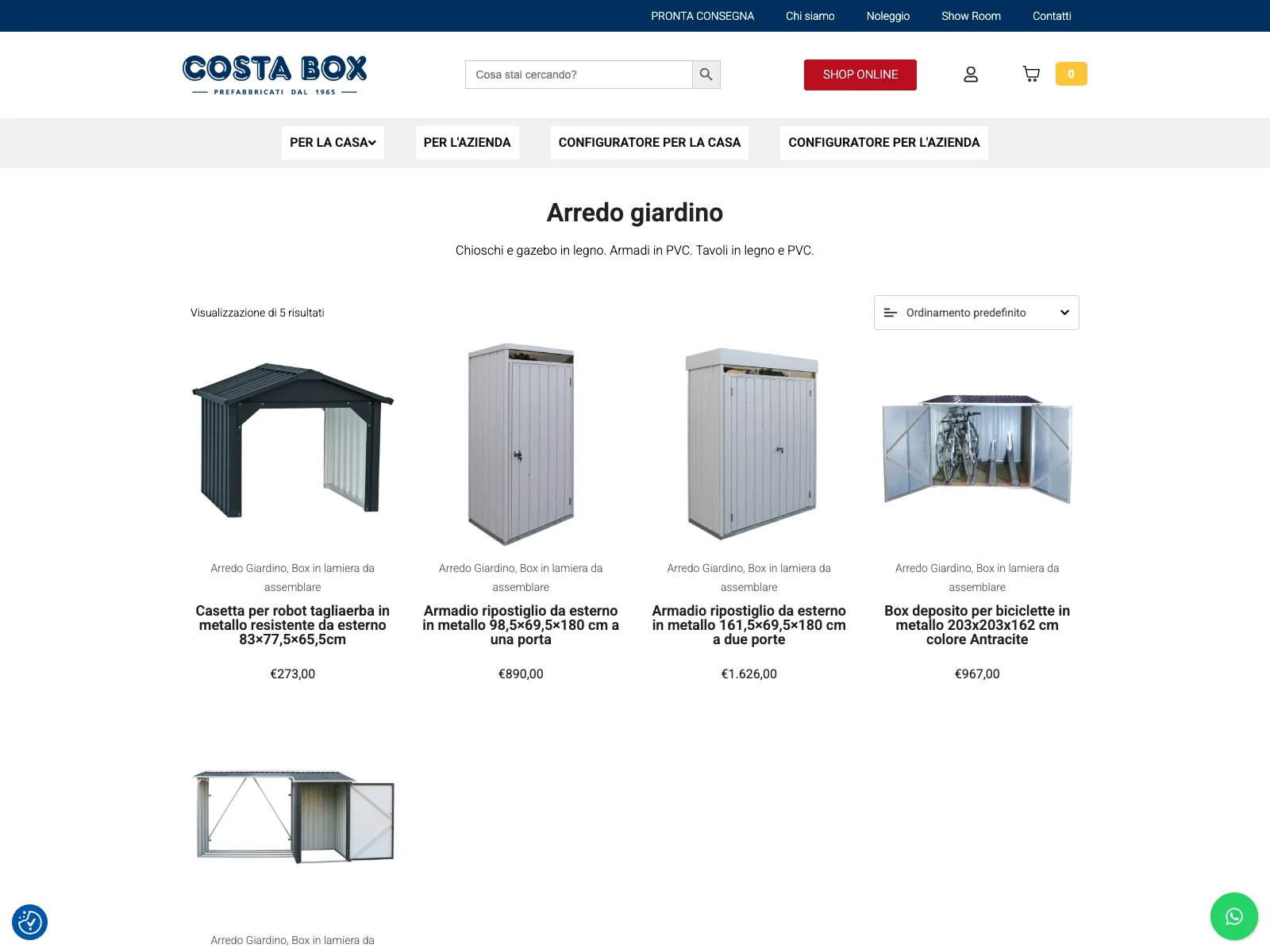 Costabox, versione desktop: arredo da giardino