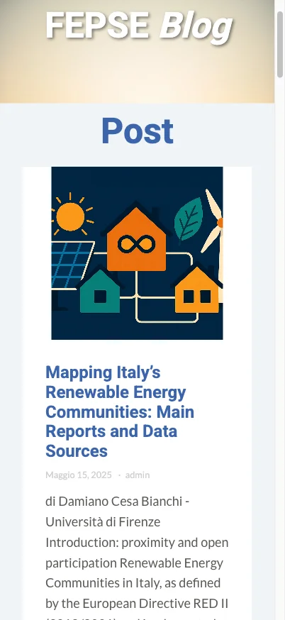 FEPSE Prin, versione mobile: articoli del blog del progetto