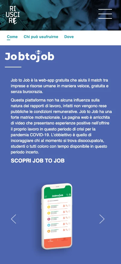 Fondo Ri-Uscire, versione mobile: presentazione di Job to Job