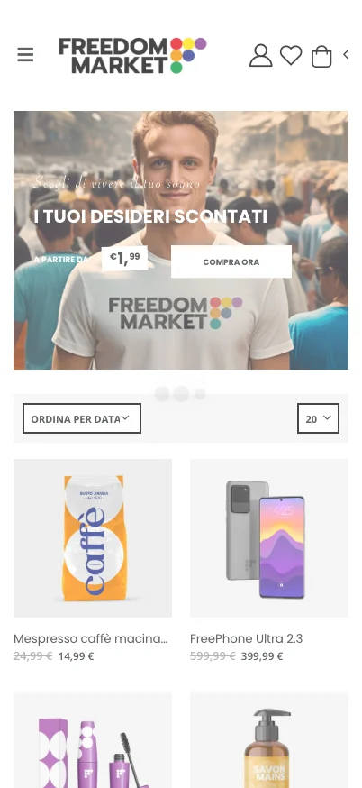 Freedomarket, versione mobile: catalogo