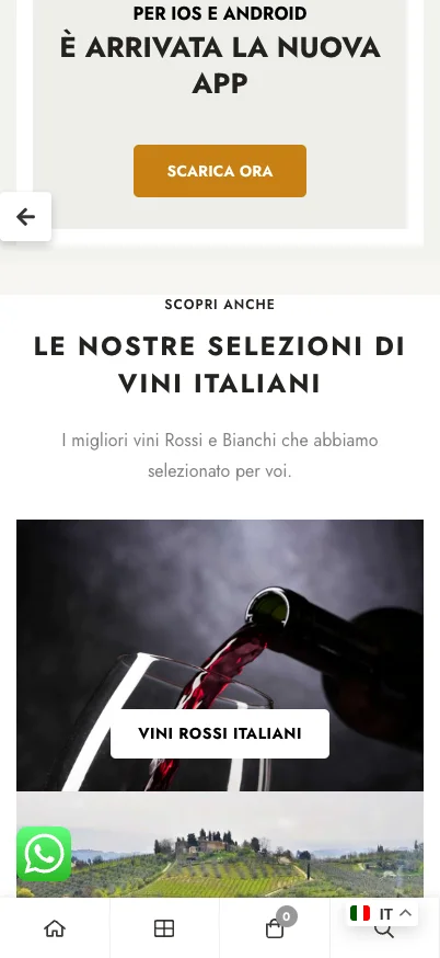 Gino Frutta & Bistrot, versione mobile: selezioni di vini italiani