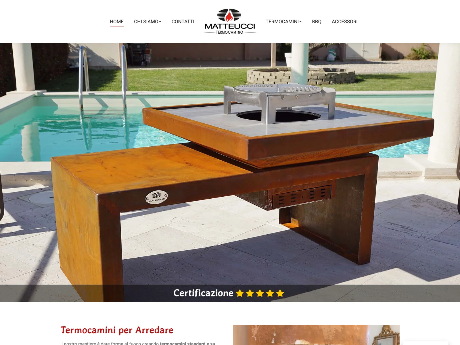 Il Termocamino, versione desktop: homepage