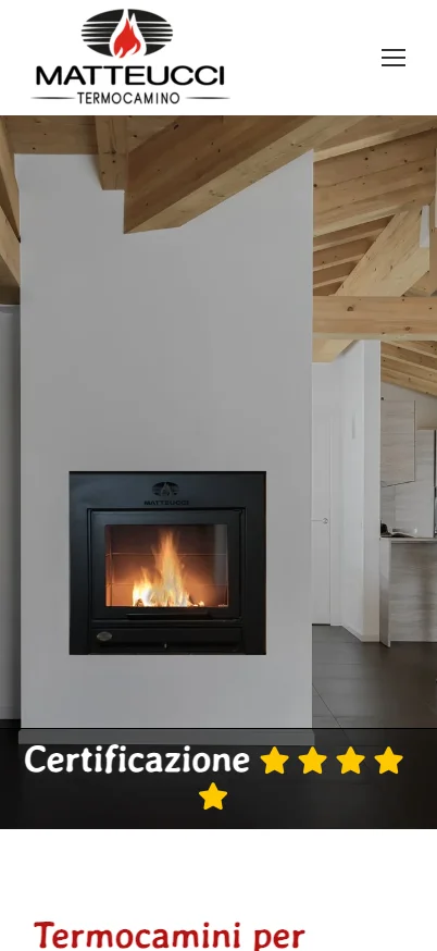 Il Termocamino, versione mobile: homepage