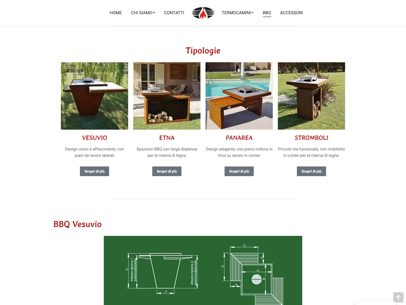 Il Termocamino, versione desktop: catalogo barbecue