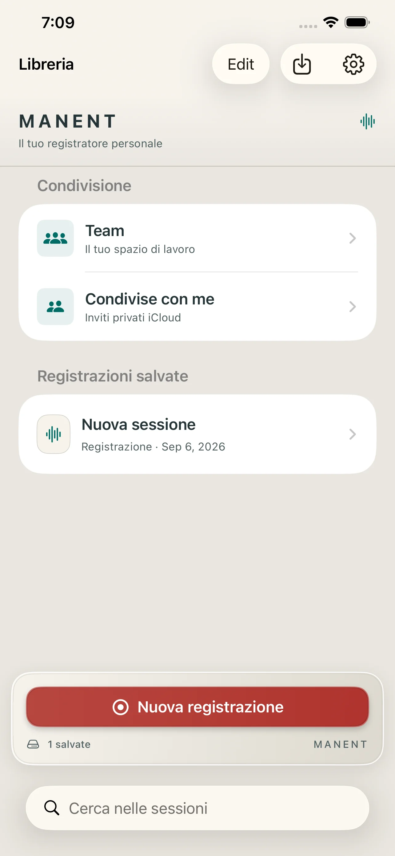 Manent, versione mobile: libreria