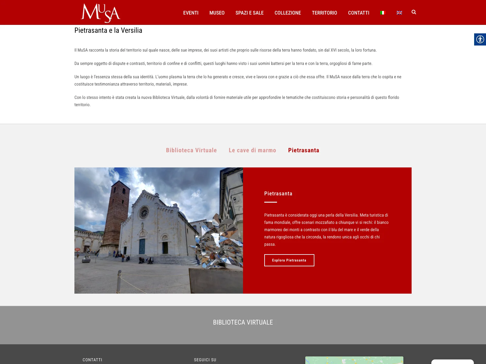 MuSA Pietrasanta, versione desktop: territorio di Pietrasanta