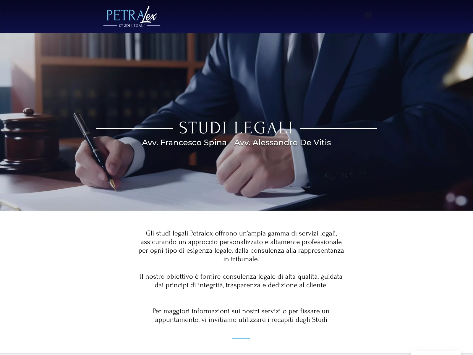 Studi Legali Petralex, versione desktop: homepage degli studi legali