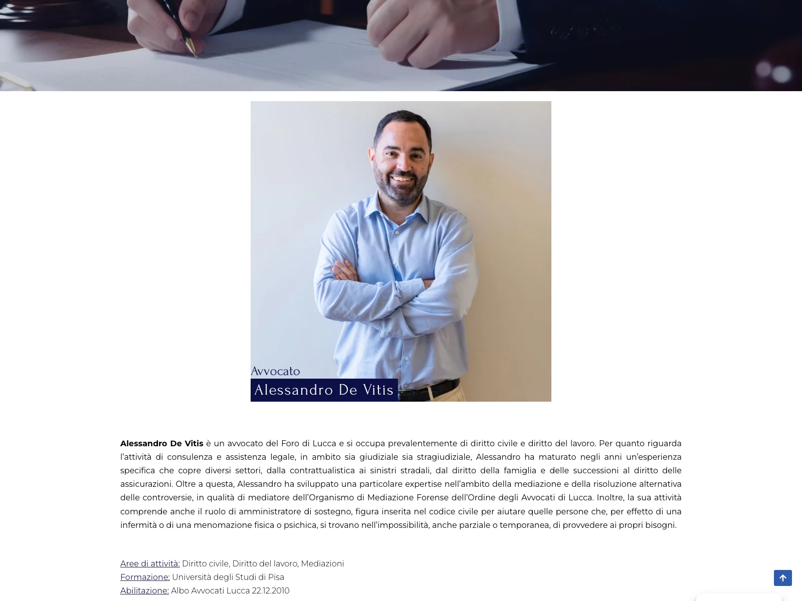 Studi Legali Petralex, versione desktop: profilo dell’avvocato Alessandro De Vitis