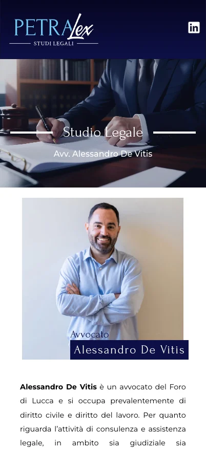 Studi Legali Petralex, versione mobile: profilo dell’avvocato Alessandro De Vitis