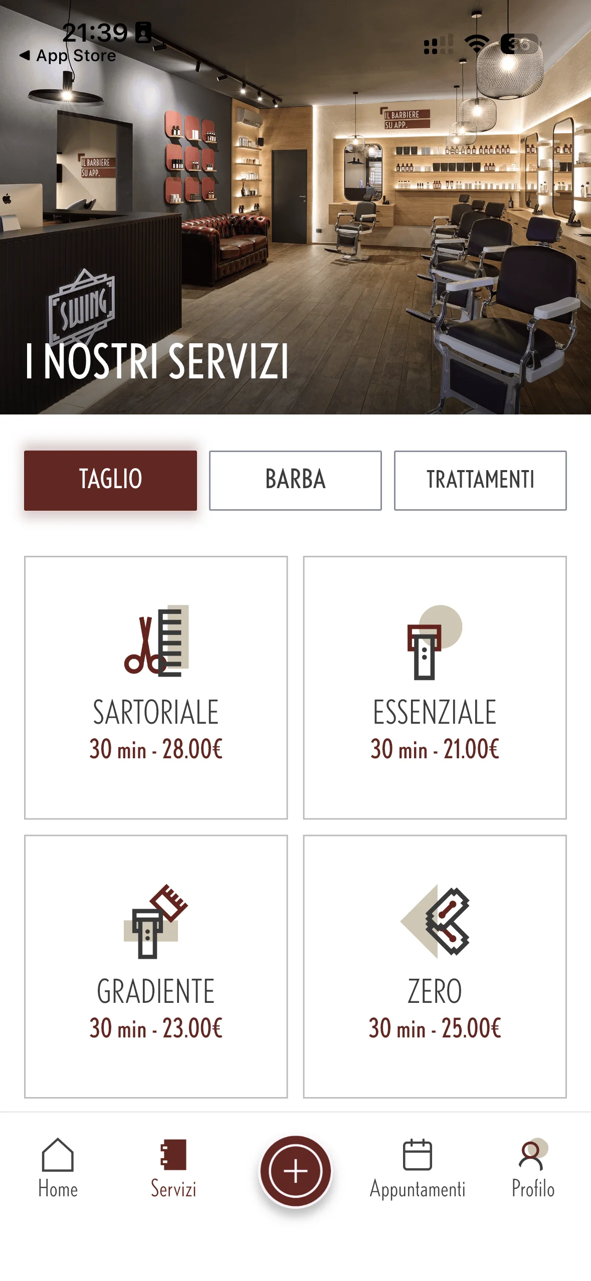 Swing, versione mobile: servizi del barber shop