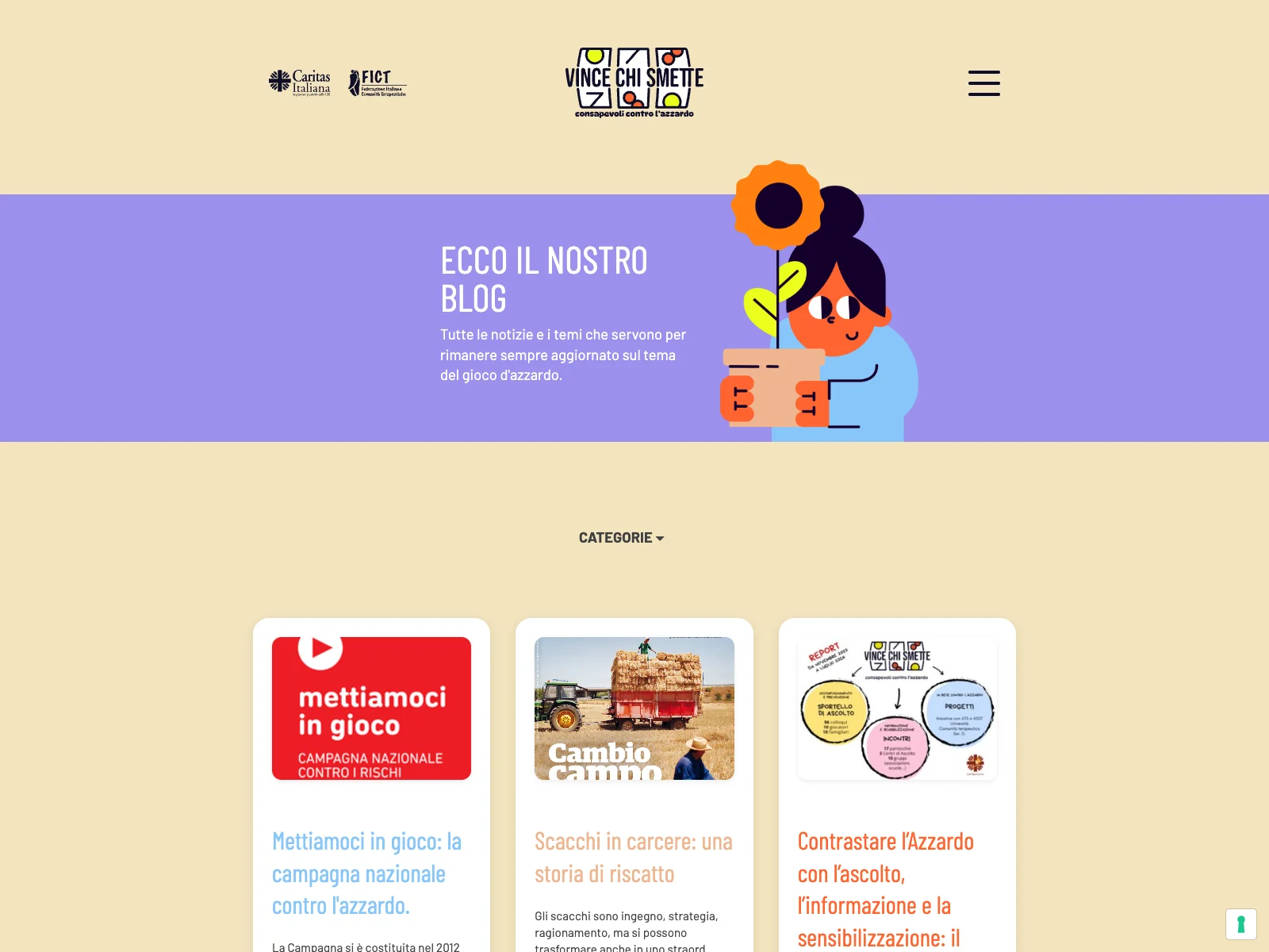 Vince Chi Smette, versione desktop: articoli del blog del progetto