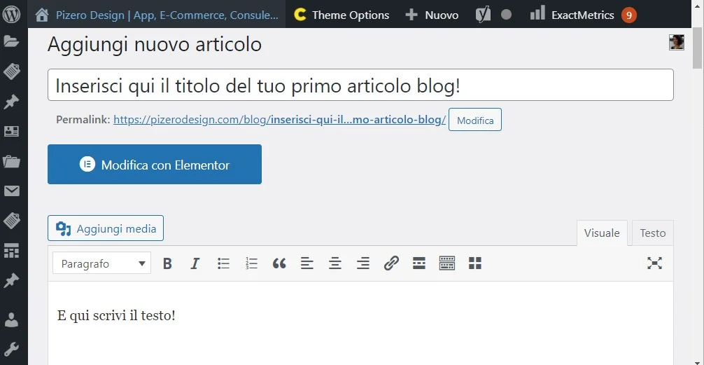 trasformare un sito da html a wordpress - pizero design -2