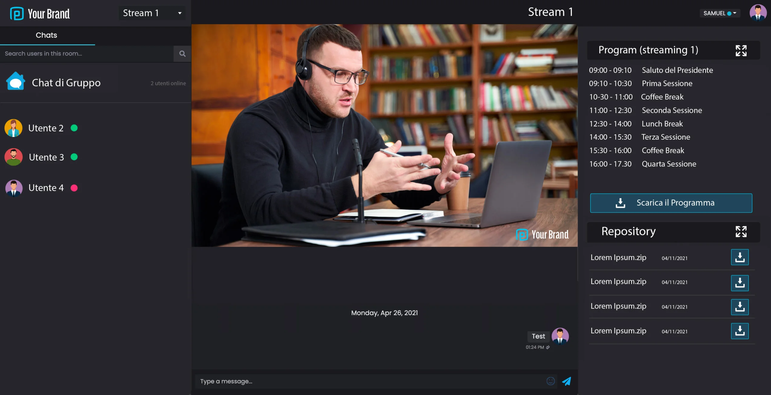 Software Live Streaming per eventi online